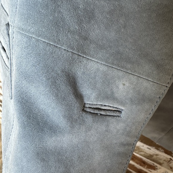 VTG Liz Claiborne Blazer Jacket Suede Leather Size S‎ Blue Notch Collar Lined - Picture 7 of 16